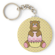 Bear With Pink Cupcake Cupcakes N' Swirls Keychain