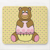 Bear With Pink Cupcake Cupcakes N' Swirls Mousepad