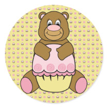 Bear With Pink Cupcake Cupcakes N' Swirls Sticker