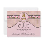 Bear With Pink Cupcake Diamonds Invitation