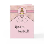 Bear With Pink Cupcake Diamonds Invitation