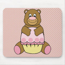 Bear With Pink Cupcake Diamonds Mousepad