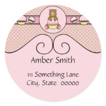 Bear With Pink Cupcake Diamonds Sticker