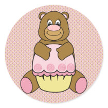 Bear With Pink Cupcake Diamonds Sticker