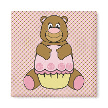 Bear With Pink Cupcake Dots Magnet
