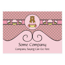 Bear With Pink Cupcake Pink Waffle Cone Business Card Templates