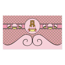 Bear With Pink Cupcake Pink Waffle Cone Business Card