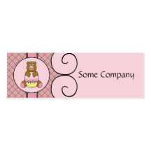 Bear With Pink Cupcake Pink Waffle Cone Business Card