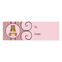 Bear With Pink Cupcake Pink Waffle Cone Gift Tags Business Card Templates