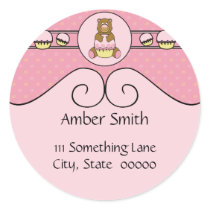 Bear With Pink Cupcake Swirls Sticker