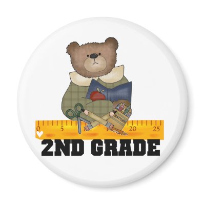 Bear with Ruler 2nd Grade Magnets by school_teacher