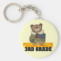 Bear With Ruler 3rd Grade Tshirts and Gifts Keychains