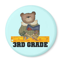 Bear With Ruler 3rd Grade Tshirts and Gifts Magnets