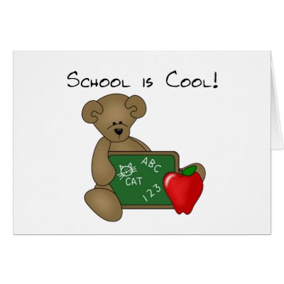 Bear with Writing Board School is Cool Cards by school_teacher