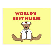 Bear World's Best Nurse T-shirts and Gifts Post Cards