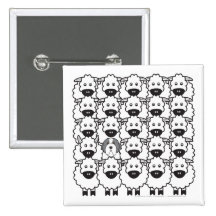 Bearded Collie in the Sheep Pinback Button