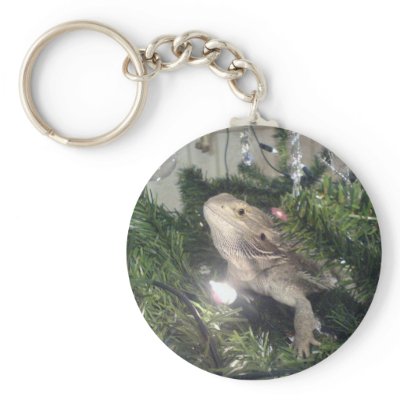 bearded dragon up xmas tree keychain by gizmo2025