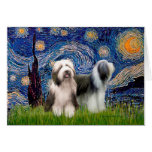 Beardie Pair 1 - Starry Night Greeting Card