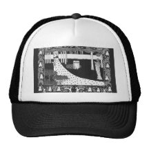 Beardsley Art Nouveau Black and White Woman Mesh Hat