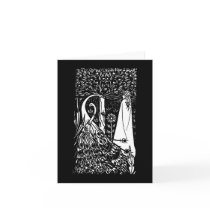 Beardsley Lady & Peacocks Note Card