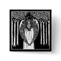 Beardsley Nouveau Angel Pin Button