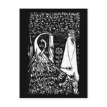 Beardsley Nouveau Lady & Peacocks Post Card