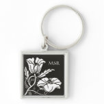 Beardsley Poppies Monogram Keychain