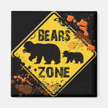 BEARS ZONE ROAD SIGN FRIDGE MAGNET