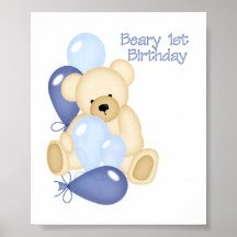 Beary 1st BIrthday (BOY) Posters