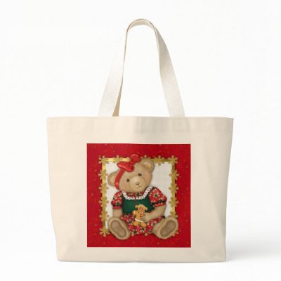 Beary Merry Christmas -Girl Teddy Tote Bag by Spice
