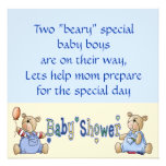 Beary Special Twin Boy Baby Shower Invites