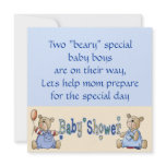 Beary Special Twin Boy Baby Shower Invites invitations