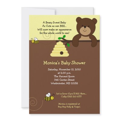 Beary Sweet Bear & Bee Baby Shower Invitation by allpetscherished