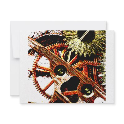 Beaten Up Clock Gears Personalized Invites by Awesome_Clothes