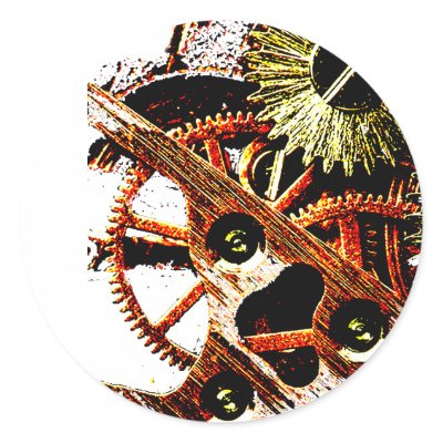 Beaten Up Clock Gears Sticker by Awesome_Clothes