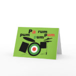 Beatnik Drummer Boy Greeting Card / Green