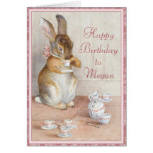 Beatrix Potter Bunny Rabbit Custom Birthday Card