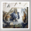 Beatrix Potter Rabbit Christmas Party Print Poster