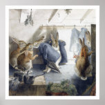 Beatrix Potter Rabbit Christmas Party Print Poster