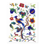 Beautful Jacobean Bird of Paradise Embroidery Postcard