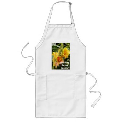 Beautifu  ylellow cannas, cooking is my passion aprons by design_girl