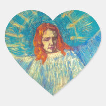 Beautiful Angel art glorious painting by Van Gogh Heart Sticker