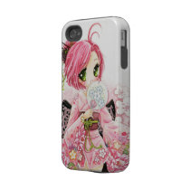 Beautiful anime Japanese girl in Kimono Iphone 4 Tough Cases