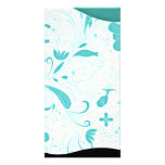 Beautiful aqua blue floral wedding gift custom photo card