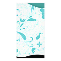 Beautiful aqua blue floral wedding gift custom photo card