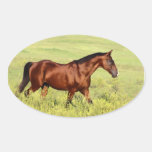 Beautiful Bay Horse Oval Sticker