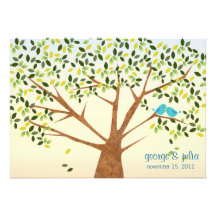 Beautiful Bird Tree Wedding Invitation