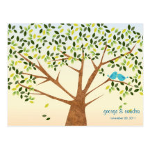 Beautiful Bird Tree Wedding Invitation Postcard