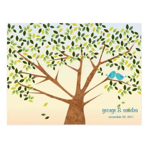 Beautiful Bird Tree Wedding Invitation Postcard