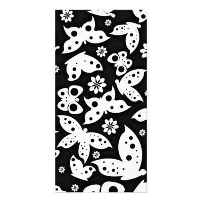 Beautiful Black and White Butterflies Personalized Photo Card by vectortopia